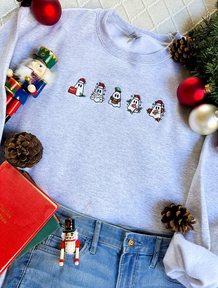 Christmas Ghosts Embroidered Crew