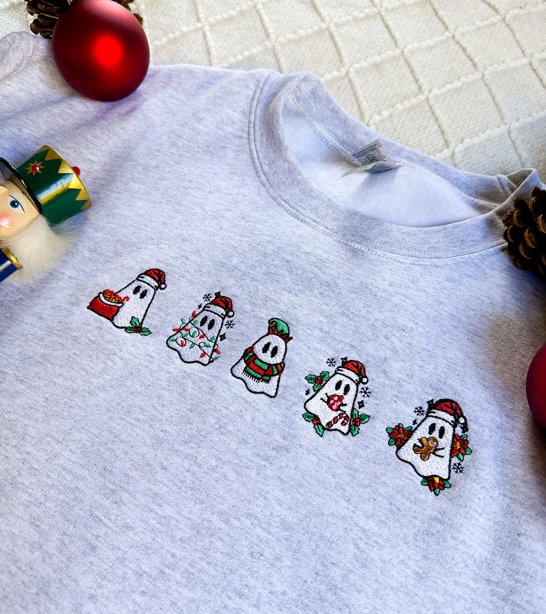 Christmas Ghosts Embroidered Crew
