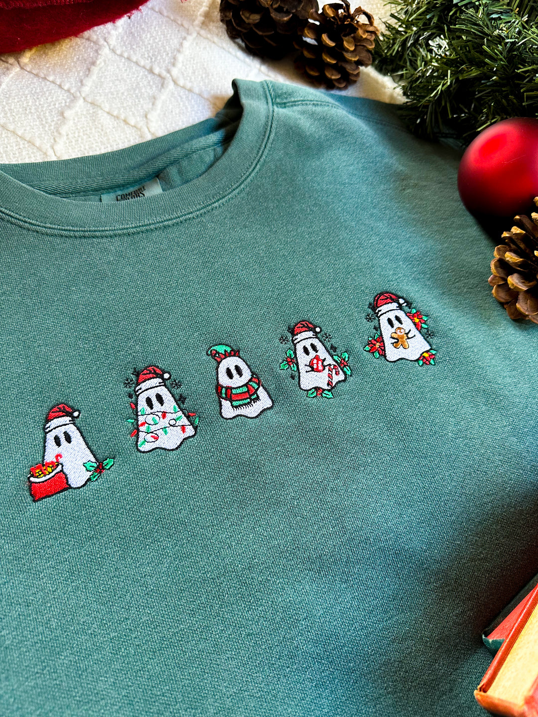 Christmas Ghosts Embroidered Premium Crew